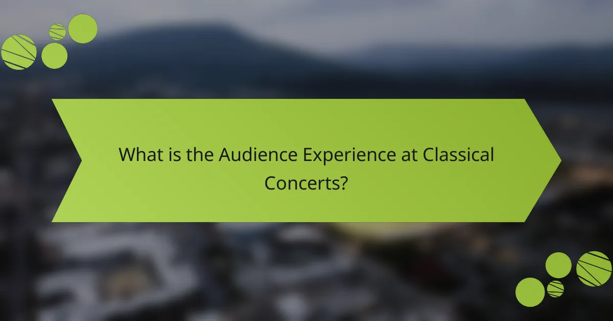 What is the Audience Experience at Classical Concerts?