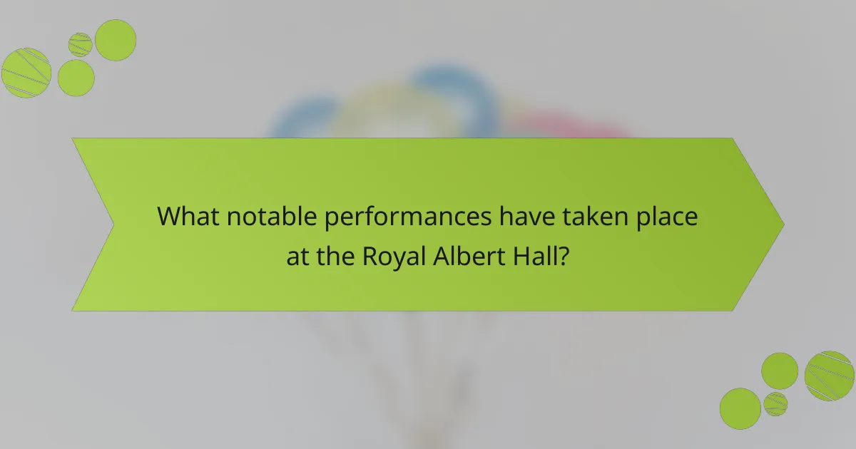 What notable performances have taken place at the Royal Albert Hall?